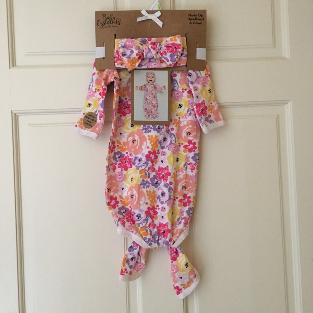 NEW Baby Knotted Gown & Headband Floral | Baby Essentials